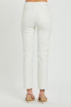Load image into Gallery viewer, RISEN Mid Rise Tummy Control White Denim Straight Leg Jeans
