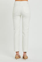 Carregar imagem no visualizador da galeria, RISEN Mid Rise Tummy Control White Denim Straight Leg Jeans
