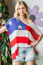 Load image into Gallery viewer, First Love USA Flag Drop Shoulder Knit Top
