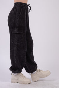 VERY J Black Washed Gauze Woven Jogger Pants