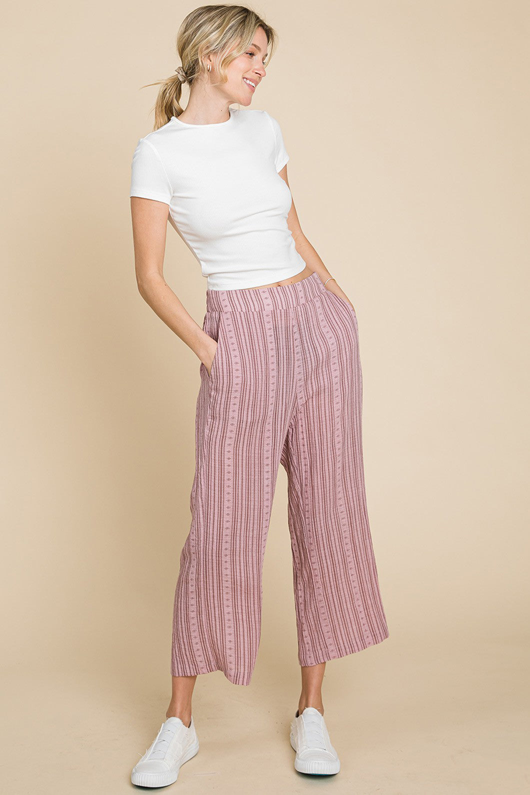 Cotton Bleu by Nu Lab Striped Wide Leg Pants