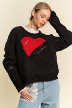 Carregar imagem no visualizador da galeria, Davi &amp; Dani Contrast Heart Dropped Shoulder Sweater
