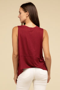 Zenana Asymmetrical Side Slit Sleeveless Top