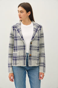 Be Cool Plaid Patch Pocket Soft Woven Jacket