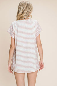 Cotton Bleu by Nu Label Striped Short Sleeve Top