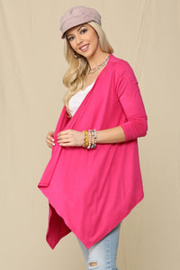 Celeste Fuchsia Open Front Knit Cardigan