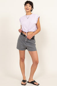 HYFVE Purple Drawstring Hem Crop Top