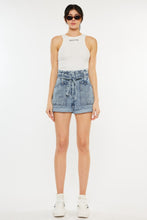 Carregar imagem no visualizador da galeria, Kancan Ultra High Waisted Blue Denim Paper Bag Style Jean Shorts
