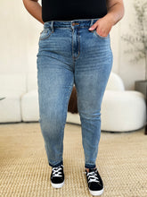 Load image into Gallery viewer, Judy Blue Mid Rise Release Hem Blue Denim Skinny Jeans
