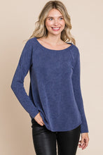 Ladda upp bild till gallerivisning, Super Lady Navy Blue Ribbed Knit Top
