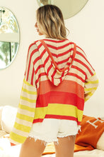 Carica l&#39;immagine nel visualizzatore di Gallery, BiBi Striped Color Block Hooded Knit Top
