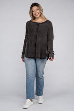 Load image into Gallery viewer, Plus Washed Baby Waffle Oversized Long Sleeve Top
