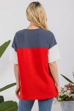 Load image into Gallery viewer, Celeste Solid Color Block Contrast Star Patch Ribbed Knit Top
