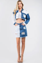 Загрузить изображение в средство просмотра галереи, American Bazi Contrast Patched Frayed Denim Distressed Skirt
