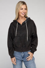 Load image into Gallery viewer, Zenana Acid Washed Zip Up Cropped Hoodie Top
