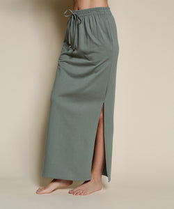 Fabina Luxe Brushed Organic Hemp Side Slit Maxi Skirt