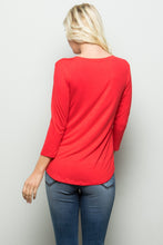 Load image into Gallery viewer, Celeste Three Quarter Sleeve Curved Hem Top
