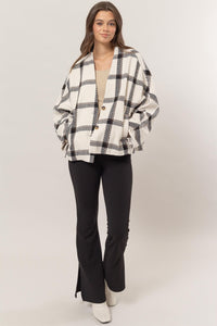 HYFVE Plaid Deep V Button Down Jacket