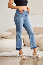 Carregar imagem no visualizador da galeria, Judy Blue Distressed Released Hem Cropped Blue Denim Bootcut Jeans
