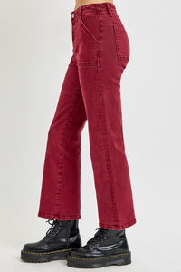 RISEN High Rise Red Denim Straight Leg Jeans