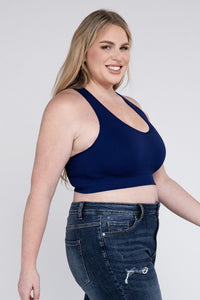 Zenana Plus Size Ribbed Cropped Racerback Tank Top