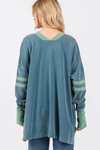 SAGE + FIG Mineral Wash Striped Contrast Top