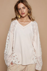 POL Luxe Lace Floral Knit Top