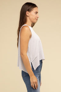 Zenana Asymmetrical Side Slit Sleeveless Top