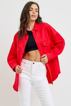 Ladda upp bild till gallerivisning, RISEN Button Down Long Sleeve Red Denim Shacket
