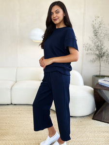 Double Take Textured Loungewear Set