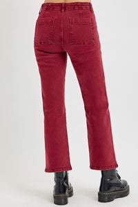 RISEN High Rise Red Denim Straight Leg Jeans