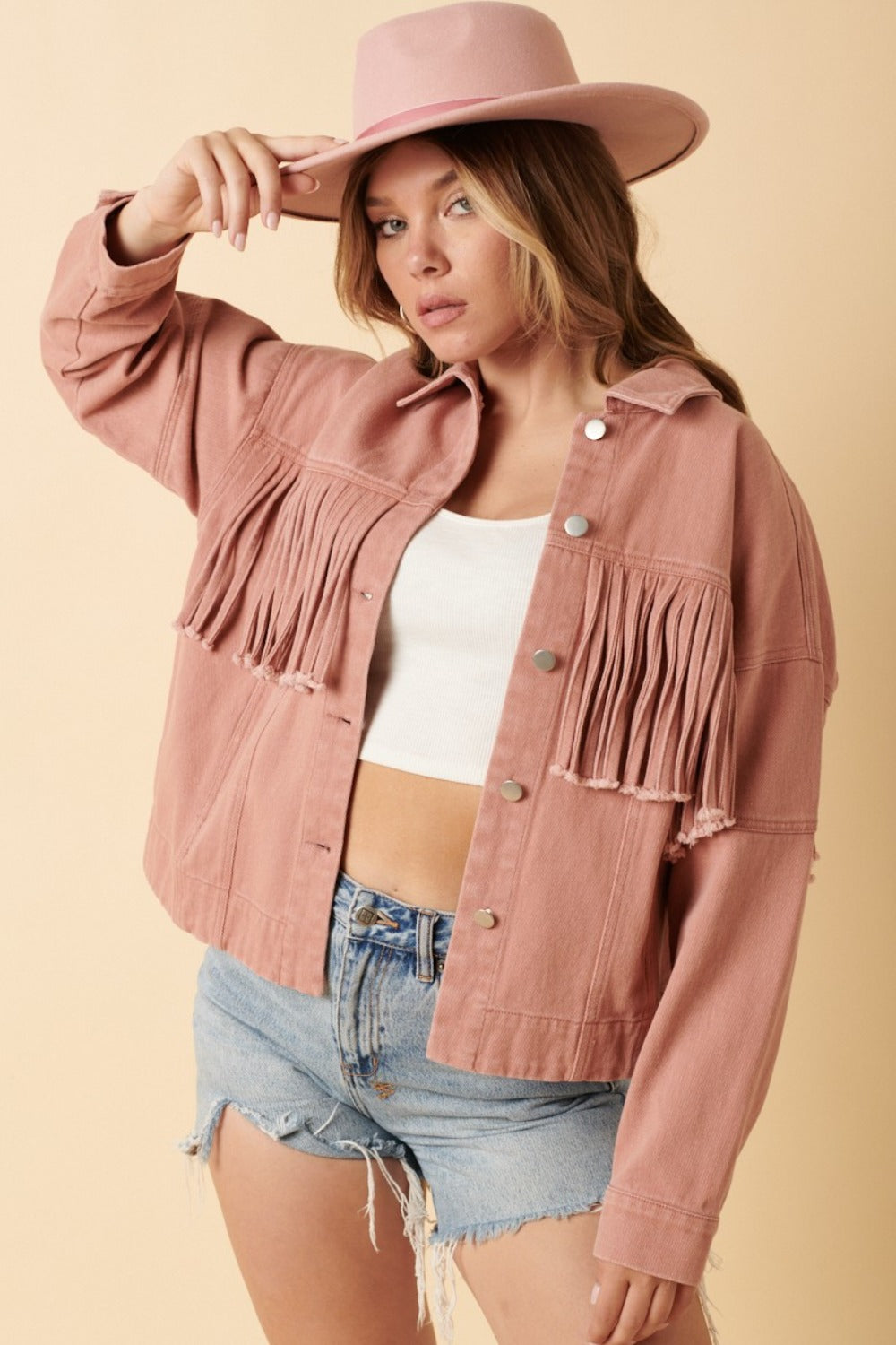 Mittoshop Pink Fringe Detail Cotton Twill Jacket