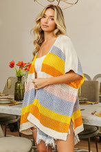 Carregar imagem no visualizador da galeria, BiBi Openwork Striped Open Front Knit Cardigan
