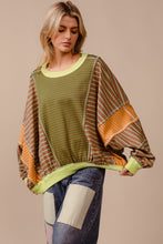 Cargar imagen en el visor de la galería, BiBi Color Block Striped Round Neck Sweatshirt
