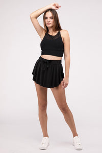 Zenana Curved Hem Athletic Skirt Hidden Shorts With Inner Pockets