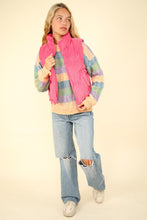 Ladda upp bild till gallerivisning, VERY J Pink Zip Up Padded Corduroy Puffer Vest
