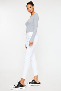 Kancan Mid Rise White Denim Skinny Jeans