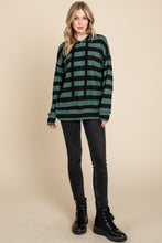 Загрузить изображение в средство просмотра галереи, BOMBOM Striped Dropped Shoulder Hoodie Top
