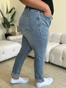 Judy Blue High Waist Cuffed Hem Blue Denim Skinny Jeans