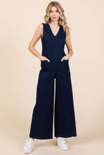 Load image into Gallery viewer, Mittoshop Sleeveless Wide Leg Blue Denim Jumpsuit
