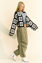 Load image into Gallery viewer, Davi &amp; Dani Two Tone Flower Square Crochet Open Front Cardigan
