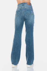 Judy Blue Tummy Control Cut Raw Hem Blue Denim Straight Leg Jeans