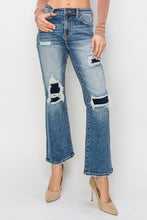 Load image into Gallery viewer, Risen Distressed Ankle Flare Blue Washed Denim Jeans
