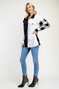 Celeste Plaid Contrast Button Down Shacket