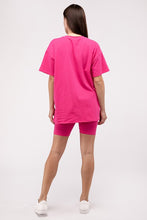 Cargar imagen en el visor de la galería, Zenana Cotton Blend Top &amp; Biker Shorts Loungewear Set
