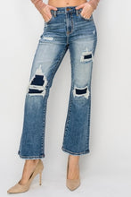 Load image into Gallery viewer, Risen Distressed Ankle Flare Blue Washed Denim Jeans
