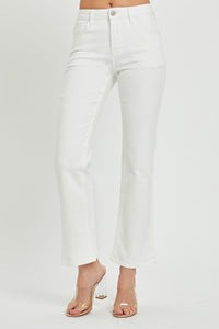 RISEN Mid Rise White Denim Bootcut Jeans