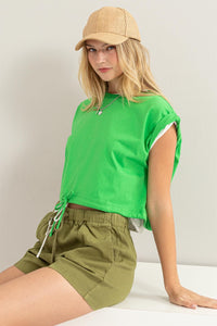 HYFVE Green Drawstring Hem Crop Top