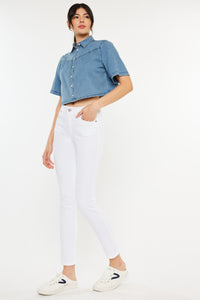 Kancan High Waisted White Denim Skinny Jeans