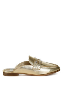 Rag Gold Adam Lane Stud Detail Metallic Pleather Mules